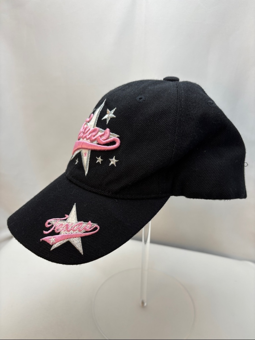 Kids Black Cap with Pink‎ Star Embroidery